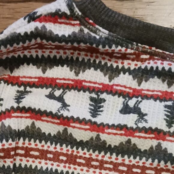 Cuddl Duds Stretch Thermal Holiday Moose Top with Thumb Holes NWOT - Picture 5 of 11